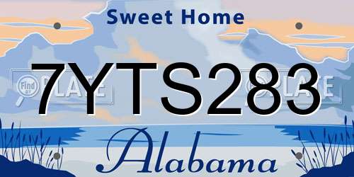 7YTS283 Alabama License Plate