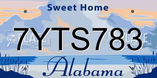 7YTS783 Alabama License Plate