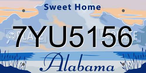 7YU5156 Alabama License Plate