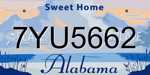 7YU5662 Alabama License Plate
