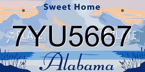 7YU5667 Alabama License Plate