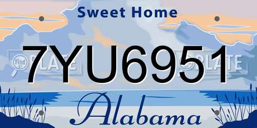 7YU6951 Alabama License Plate