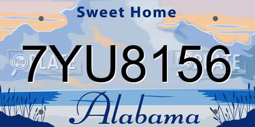 7YU8156 Alabama License Plate