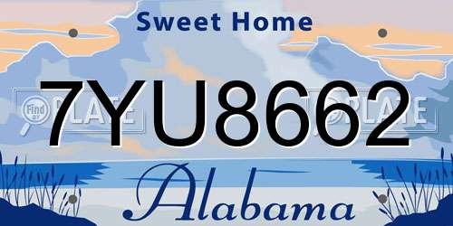7YU8662 Alabama License Plate