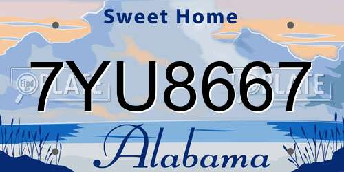 7YU8667 Alabama License Plate