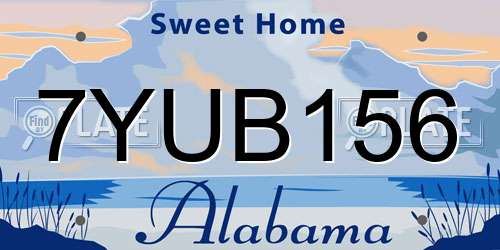 7YUB156 Alabama License Plate