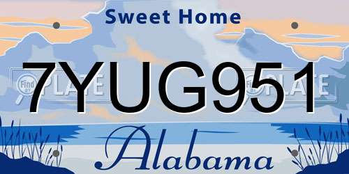 7YUG951 Alabama License Plate