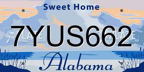 7YUS662 Alabama License Plate