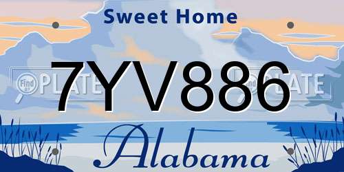 7YV886 Alabama License Plate