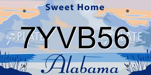 7YVB56 Alabama License Plate
