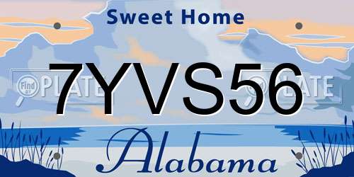 7YVS56 Alabama License Plate