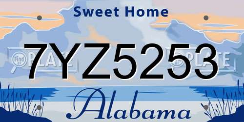 7YZ5253 Alabama License Plate