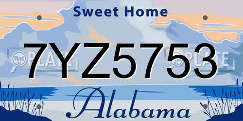 7YZ5753 Alabama License Plate