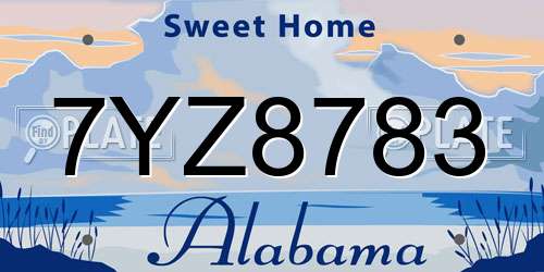 7YZ8783 Alabama License Plate