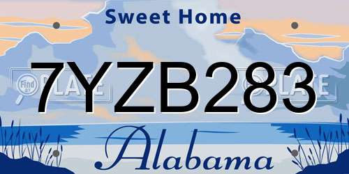 7YZB283 Alabama License Plate