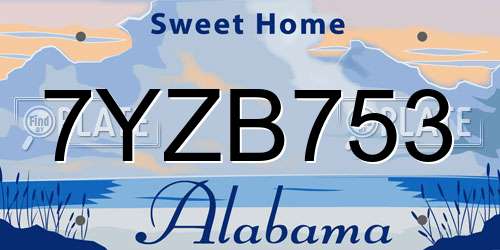 7YZB753 Alabama License Plate
