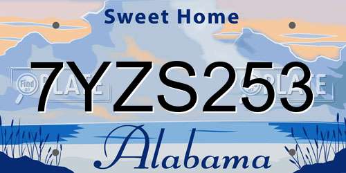 7YZS253 Alabama License Plate