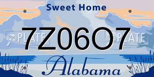 7Z06O7 Alabama License Plate