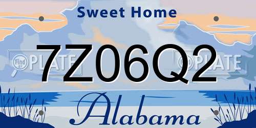 7Z06Q2 Alabama License Plate