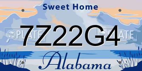 7Z22G4 Alabama License Plate