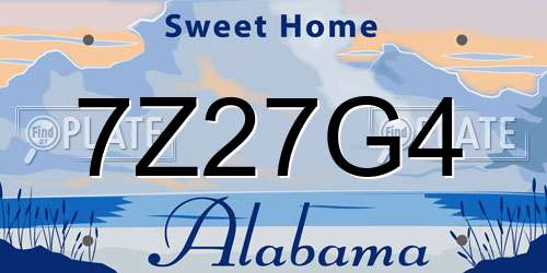 7Z27G4 Alabama License Plate