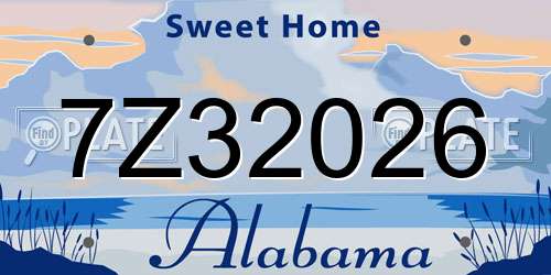7Z32026 Alabama License Plate