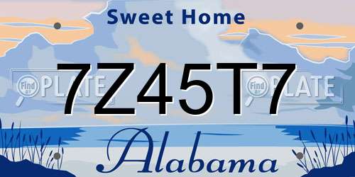 7Z45T7 Alabama License Plate