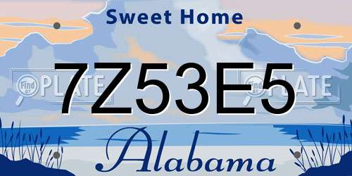 7Z53E5 Alabama License Plate