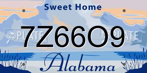 7Z66O9 Alabama License Plate