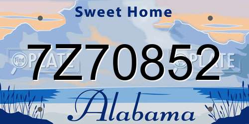 7Z70852 Alabama License Plate