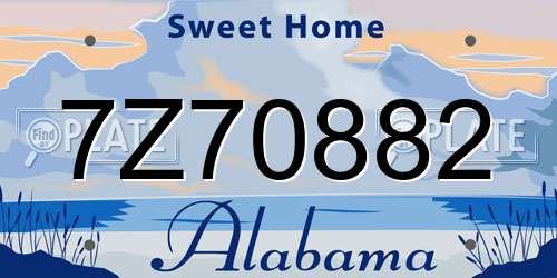7Z70882 Alabama License Plate