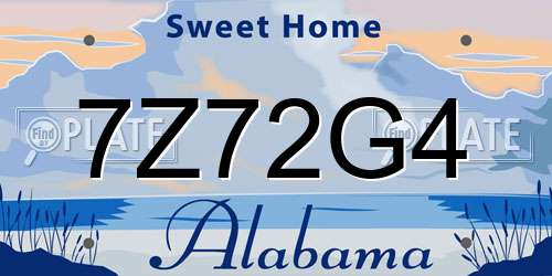7Z72G4 Alabama License Plate