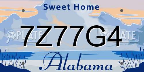 7Z77G4 Alabama License Plate