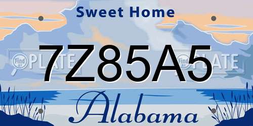 7Z85A5 Alabama License Plate