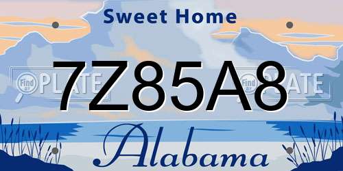 7Z85A8 Alabama License Plate