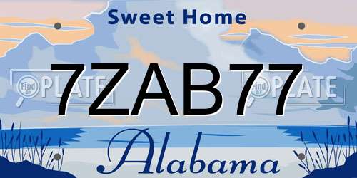 7ZAB77 Alabama License Plate