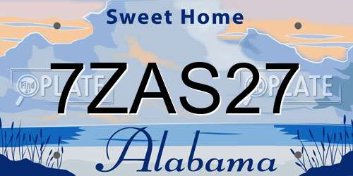 7ZAS27 Alabama License Plate