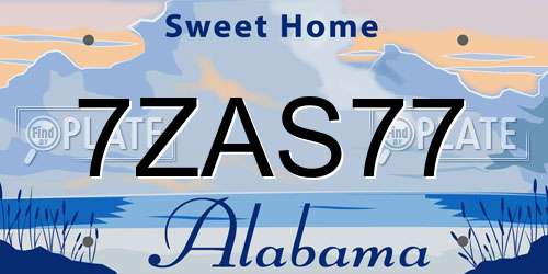 7ZAS77 Alabama License Plate