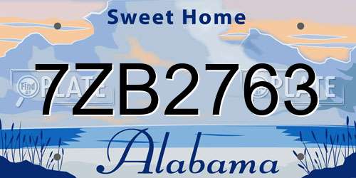 7ZB2763 Alabama License Plate