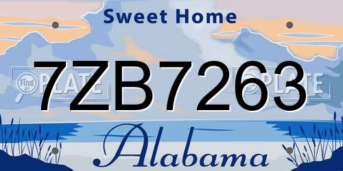 7ZB7263 Alabama License Plate