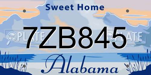 7ZB845 Alabama License Plate