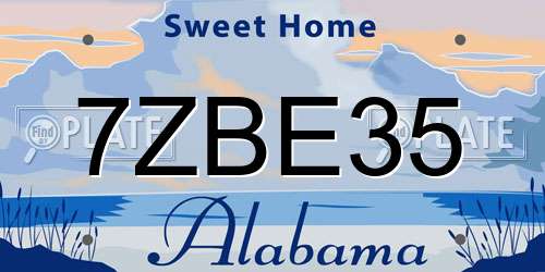 7ZBE35 Alabama License Plate