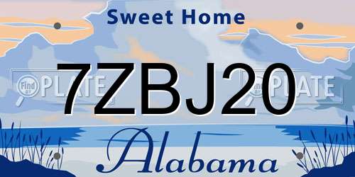 7ZBJ20 Alabama License Plate