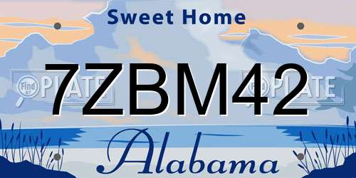 7ZBM42 Alabama License Plate