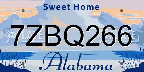7ZBQ266 Alabama License Plate