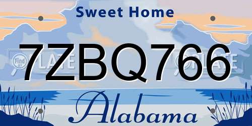 7ZBQ766 Alabama License Plate