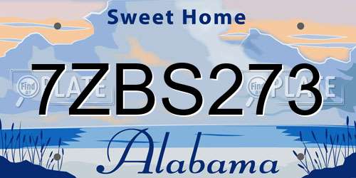 7ZBS273 Alabama License Plate