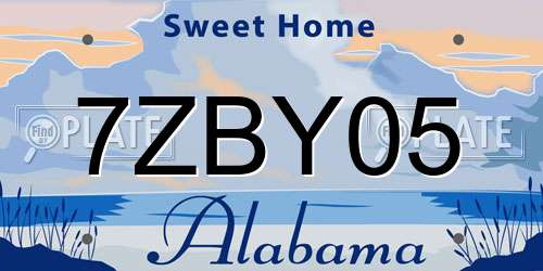 7ZBY05 Alabama License Plate