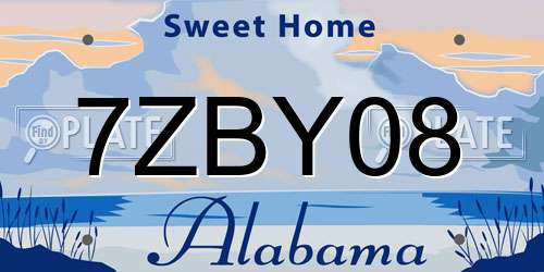 7ZBY08 Alabama License Plate