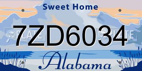 7ZD6034 Alabama License Plate